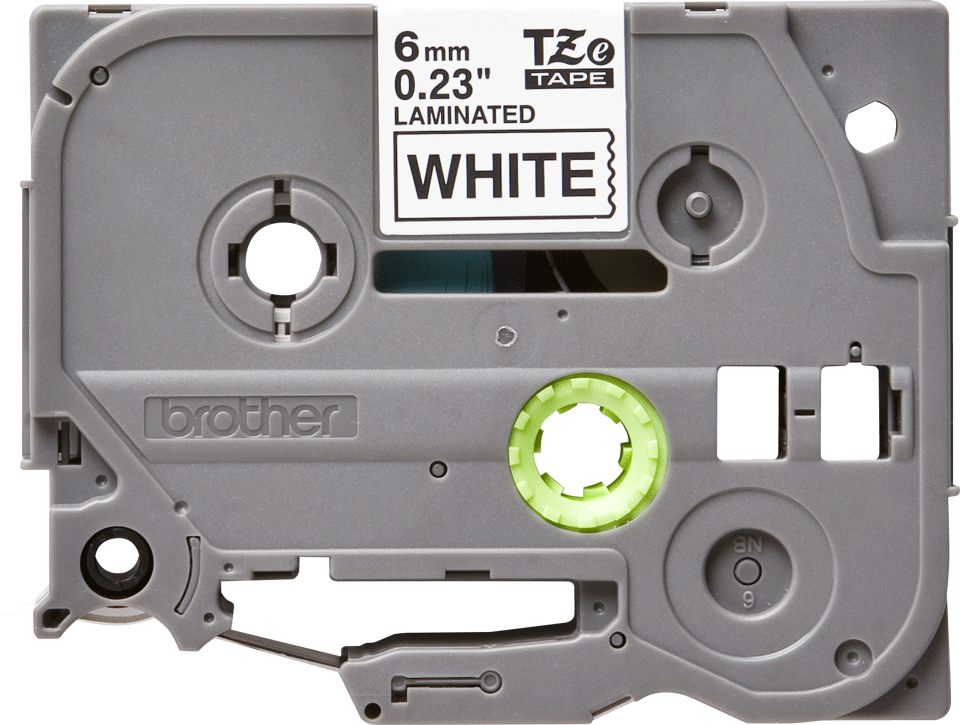 TZe-211 6mm Beyaz üzerine Siyah Laminasyonlu Etiket (TZe Tape)