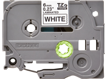 TZe-211 6mm Beyaz üzerine Siyah Laminasyonlu Etiket (TZe Tape)