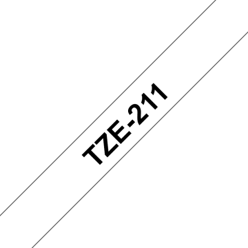TZe-211 6mm Beyaz üzerine Siyah Laminasyonlu Etiket (TZe Tape)