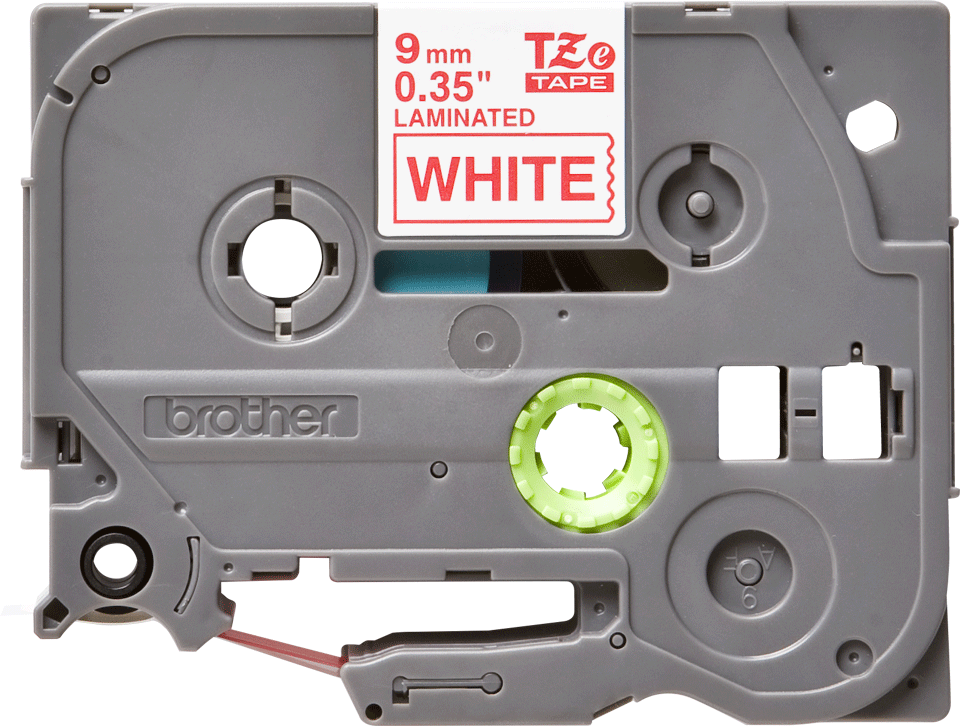 TZe-222 9mm Beyaz üzerine Kırmızı Laminasyonlu Etiket (TZe Tape)