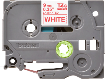 TZe-222 9mm Beyaz üzerine Kırmızı Laminasyonlu Etiket (TZe Tape)