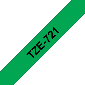 TZe-721 9mm Yeşil üzerine Siyah Laminasyonlu Etiket (TZe Tape)