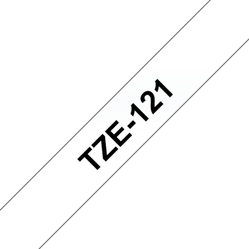 TZe-121 9mm Şeffaf üzerine Siyah Laminasyonlu Etiket (TZe Tape)