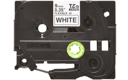 TZe-FX221 9mm Beyaz üzerine Siyah Esnek Laminasyonlu Etiket (TZe Tape)