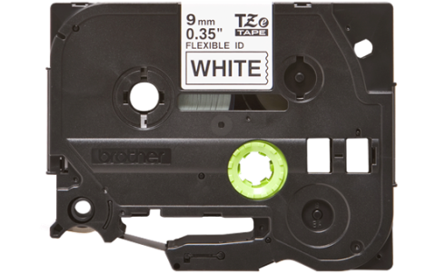 TZe-FX221 9mm Beyaz üzerine Siyah Esnek Laminasyonlu Etiket (TZe Tape)