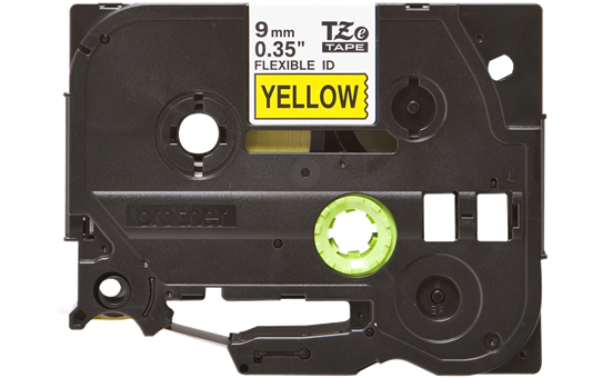 TZe-FX621 9mm Sarı üzerine Siyah Esnek Laminasyonlu Etiket (TZe Tape)