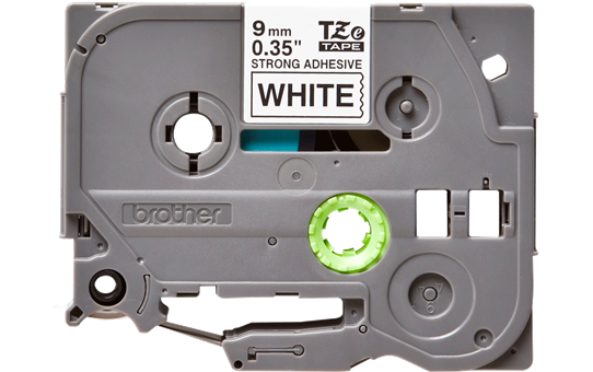 TZe-S221 9mm Beyaz üzerine Siyah Güçlü Yapışkanlı Laminasyonlu Etiket (TZe Tape)