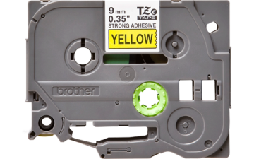 TZe-S621 9mm Sarı üzerine Siyah Güçlü Yapışkanlı Laminasyonlu Etiket (TZe Tape)