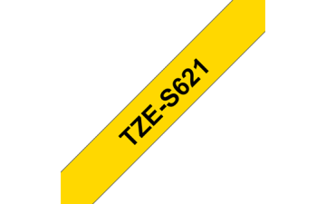 TZe-S621 9mm Sarı üzerine Siyah Güçlü Yapışkanlı Laminasyonlu Etiket (TZe Tape)