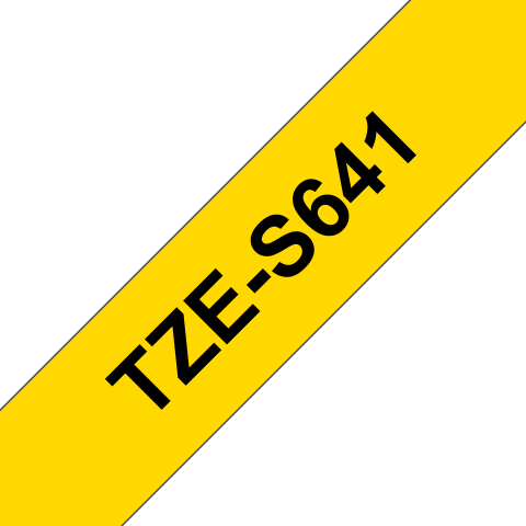 TZe-S641 18mm Sarı üzerine Siyah Laminasyonlu Ekstra Güçlü Etiket (TZe Tape)