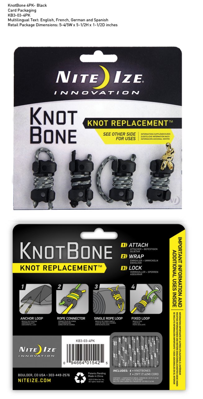 Nite-ize Knotbone No3 4Pack With Cord