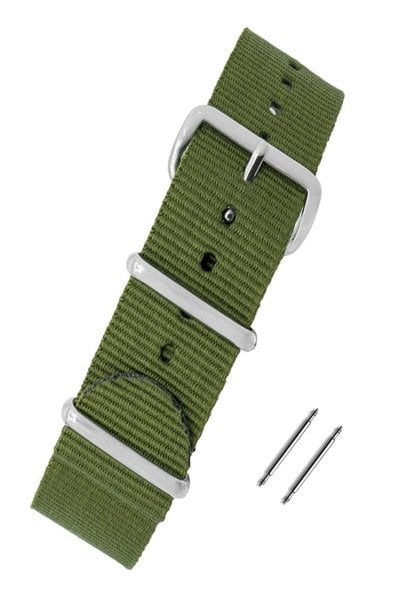 Nato Model 20mm Genişlikte Tekstil Yeşil Saat Kordonu