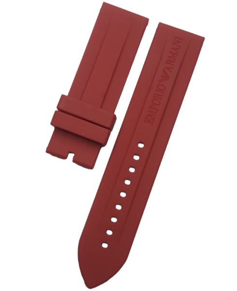 Emporio Armani 23mm Genişlikte Kırmızı Silikon Saat Kordonu