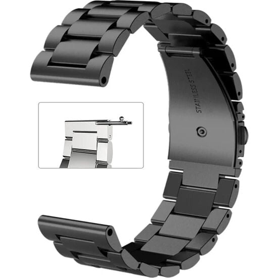 20mm Akıllı Saatler İçin Siyah Renk Metal Saat Kordonu