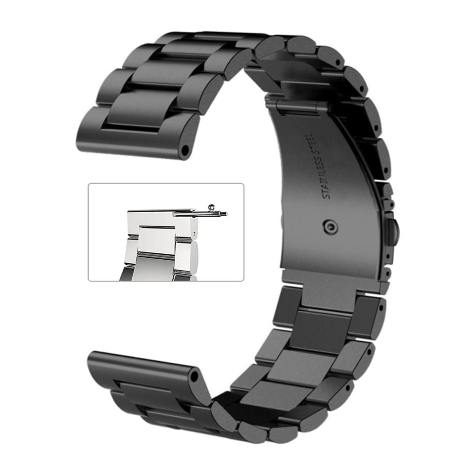 22mm Akıllı Saatler İçin Siyah Renk Metal Saat Kordonu
