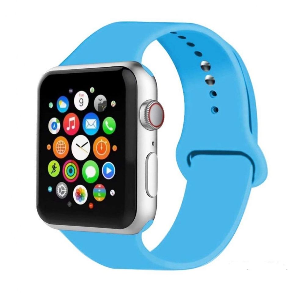 Apple Watch 41 42 44 45mm Mavi Silikon Akıllı Saat Kordonu