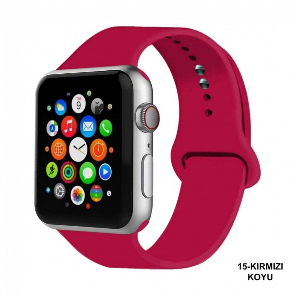 Apple Watch 42 44 45mm Kırmızı Silikon Akıllı Saat Kordonu