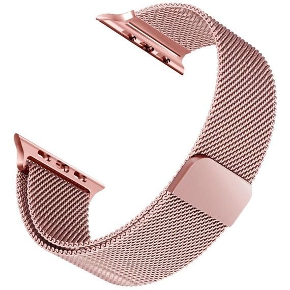 Apple Watch Milano Loop 44-45-49 mm Rozgold Hasır Metal Örme Saat Kordonu