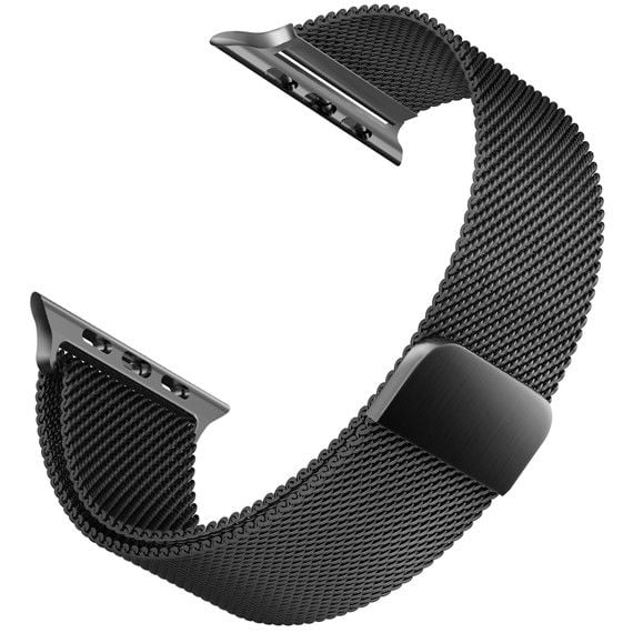 Apple Watch Milano Loop 44-45-49 mm Siyah Hasır Metal Örme Saat Kordonu