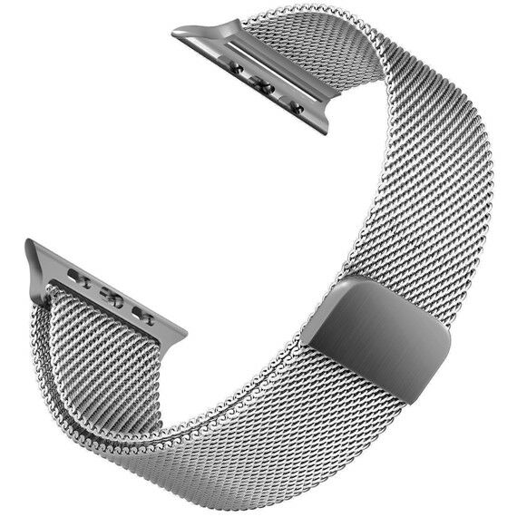 Apple Watch Milano Loop 44-45-49 mm Gümüş Hasır Metal Örme Saat Kordonu