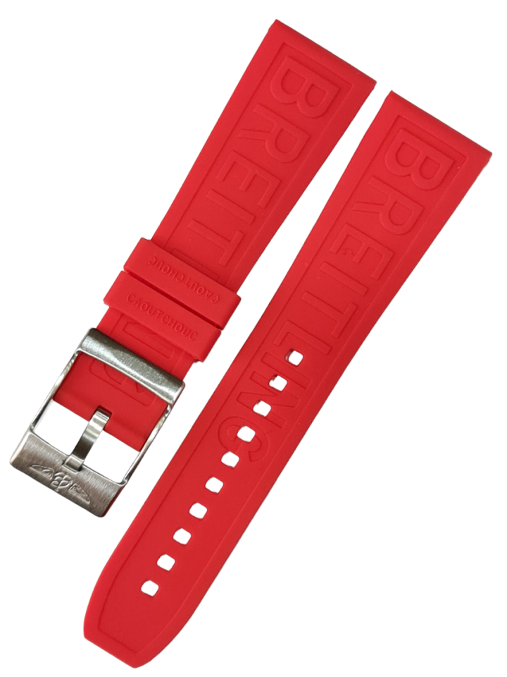Breitling Modeli 24mm Kırmızı Renk Silikon Saat Kordonu
