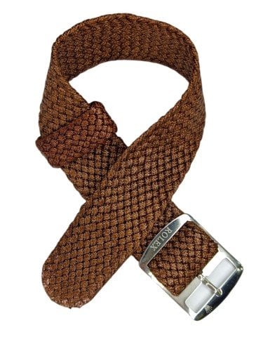 Rolex tekstil örme kahverenk kordon