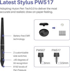 HUION KAMVAS 13 Grafik Çizim Tableti, Ayarlanabilir Stand - Siyah