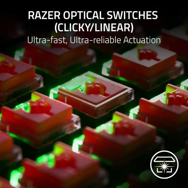 Razer DeathStalker V2 Pro Wireless Oyuncu Klavyesi Klasik Siyah V2 Pro TKL	 Linear Optical Switch