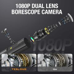 Teslong 1080P HD Çift Lensli Muayene Kamerası - 8+1 LED Işıklı - 5m Kablo - 8mm