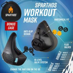 Sparthos Eğitim Maskesi - Yüksek İrtifaları Simüle Edin - Siyah