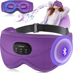 TOPOINT Uyku Kulaklıkları Bluetooth 3D Uyku Maskesi - Mor (Kadife)