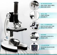 AmScope 120X-1200X 52'li Çocuklar için Acemi Mikroskop Kök Kiti