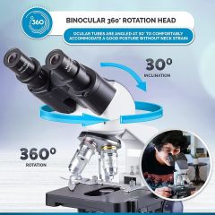 AmScope 40X-2500X LED Dijital Binoküler Bileşik Mikroskop 5MP Kamera