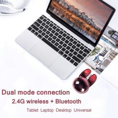 Guguelec Kablosuz Mouse, Sevimli Tavşan Bluetooth Çift Mod, Küçük - Kırmızı