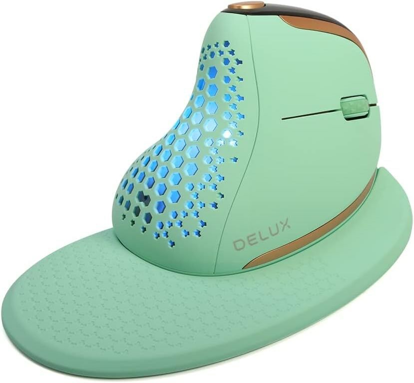 DeLUX Seeker Kablosuz Ergonomik Dikey Mouse, OLED Ekran - M618XSD-Yeşil