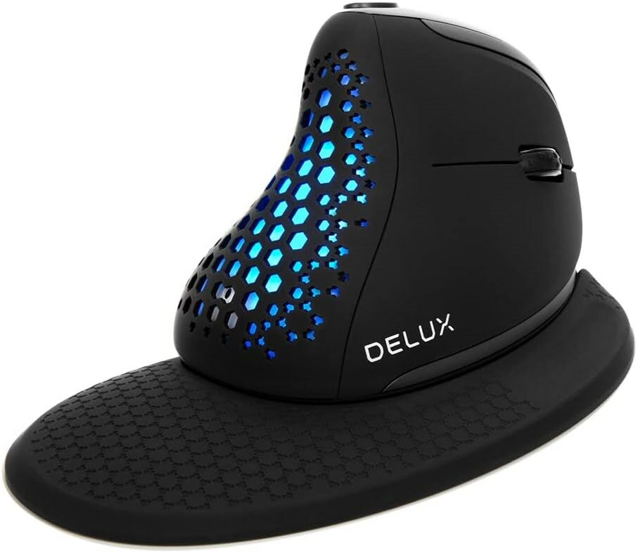 DeLUX Seeker Kablosuz Ergonomik Dikey Mouse, OLED Ekran - M618XSD-Siyah