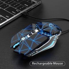 TENMOS T12 Kablosuz Oyun Mouse Şarj Edilebilir, 2.4G Sessiz Optik - Yıldızlı Siyah