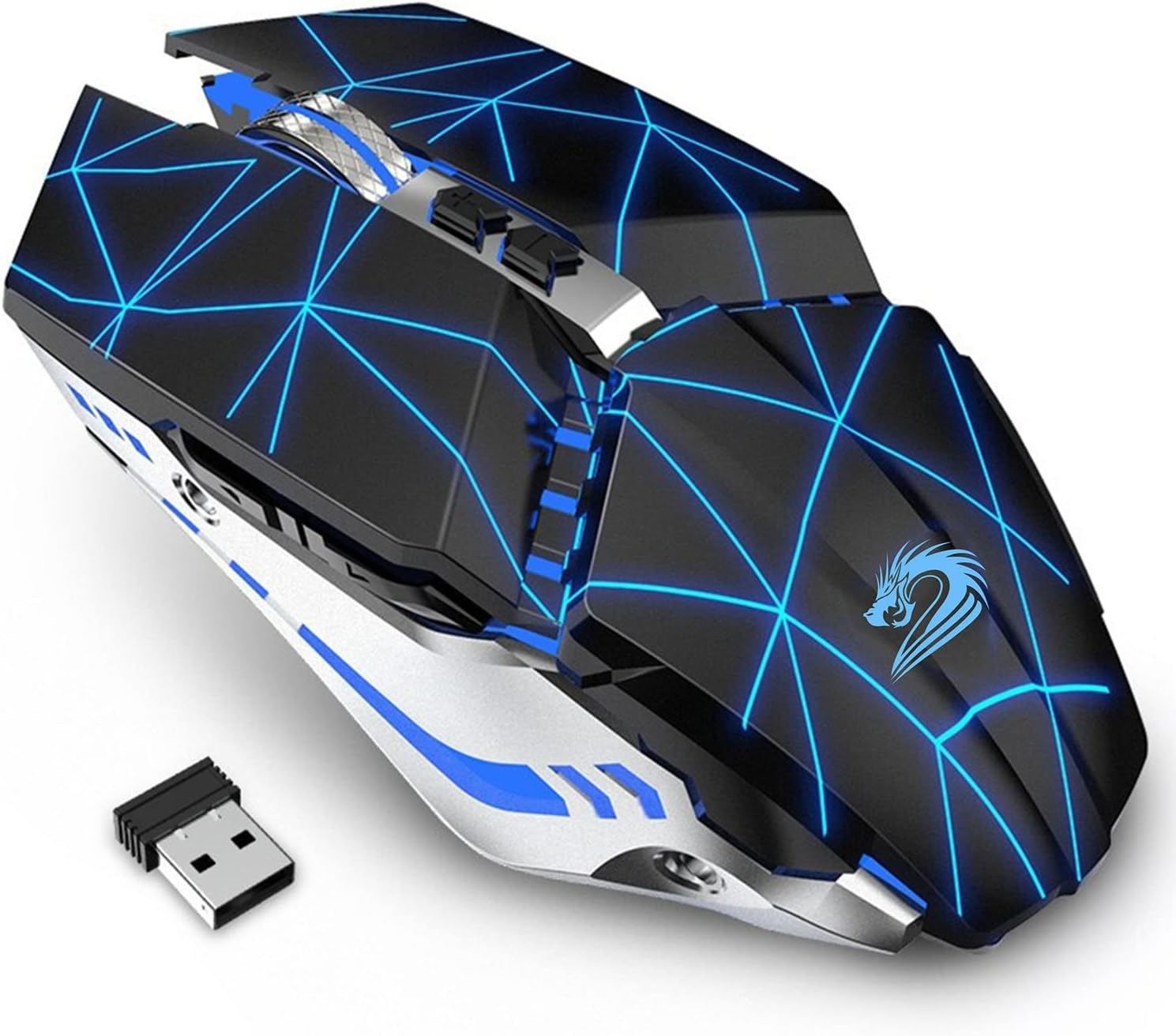 TENMOS T12 Kablosuz Oyun Mouse Şarj Edilebilir, 2.4G Sessiz Optik - Yıldızlı Siyah