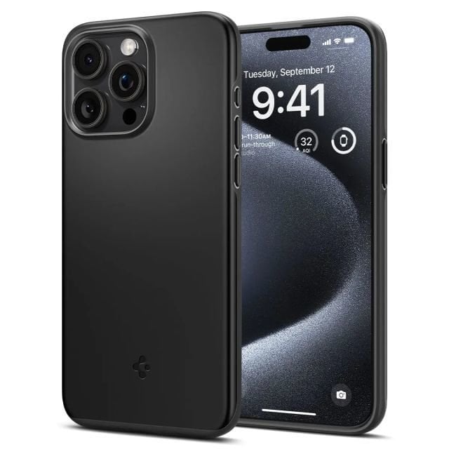 Spigen iPhone 15 Pro Thin Fit Kılıf (2023) Black