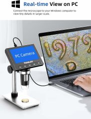 TOMLOV DM4 4.3 Inc Ekranlı, 720P LCD Mikroskop 1000X - Metal Stand
