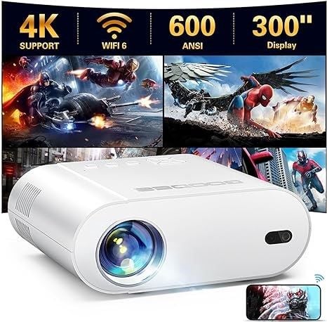 Goodee Uzaktan Odaklama özellikli  4K Projektör, WiFi ve Bluetooth 1080P