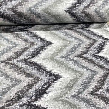 Modern Zigzag Gri Poplin Kumaş