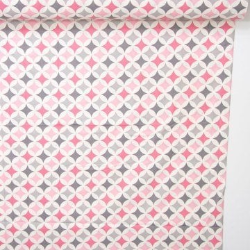 Geometrik Pembe Poplin Kumaş