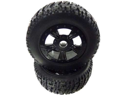 Black Rim & Tire Complete For Short Course Truck 1/8 2P

 (822003B)