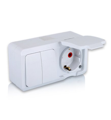 Topraklı Priz Kapaklı  2'li  Komütatör S/U