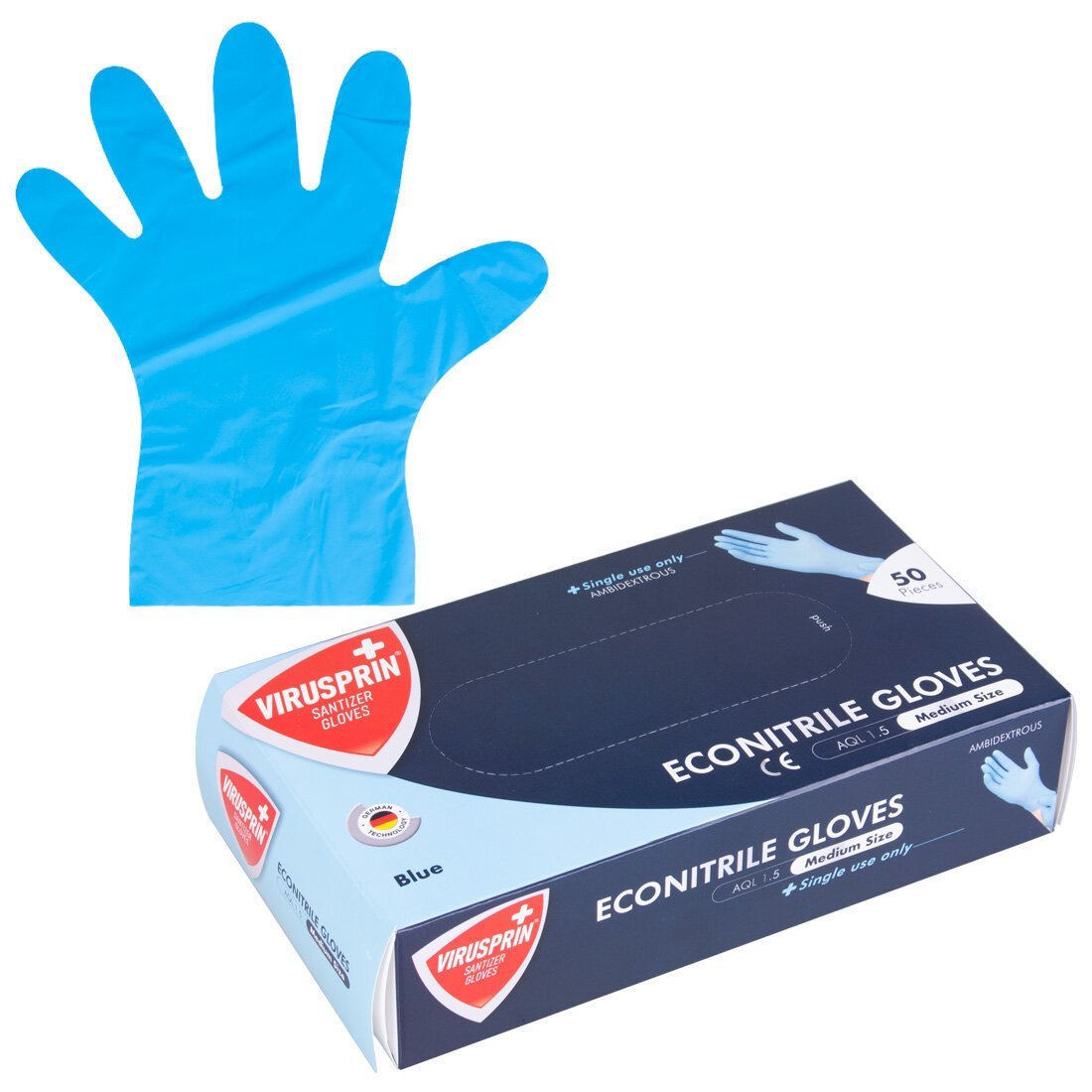 Virusprin Examination Gloves Blue Smol (S) 50 Pieces