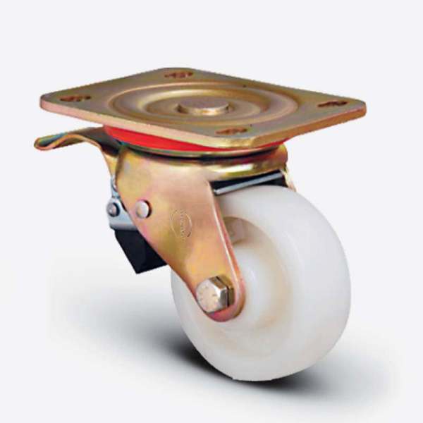 Döner Tablalı Ağır Yük Poliamid (Kemik) Frenli Teker Çap:80X30