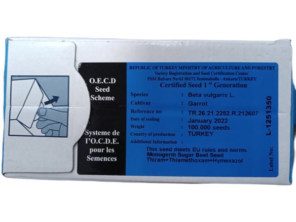 Garrot Şeker Pancarı Tohumu Kaplı İlaçlı -100.000 Adet
