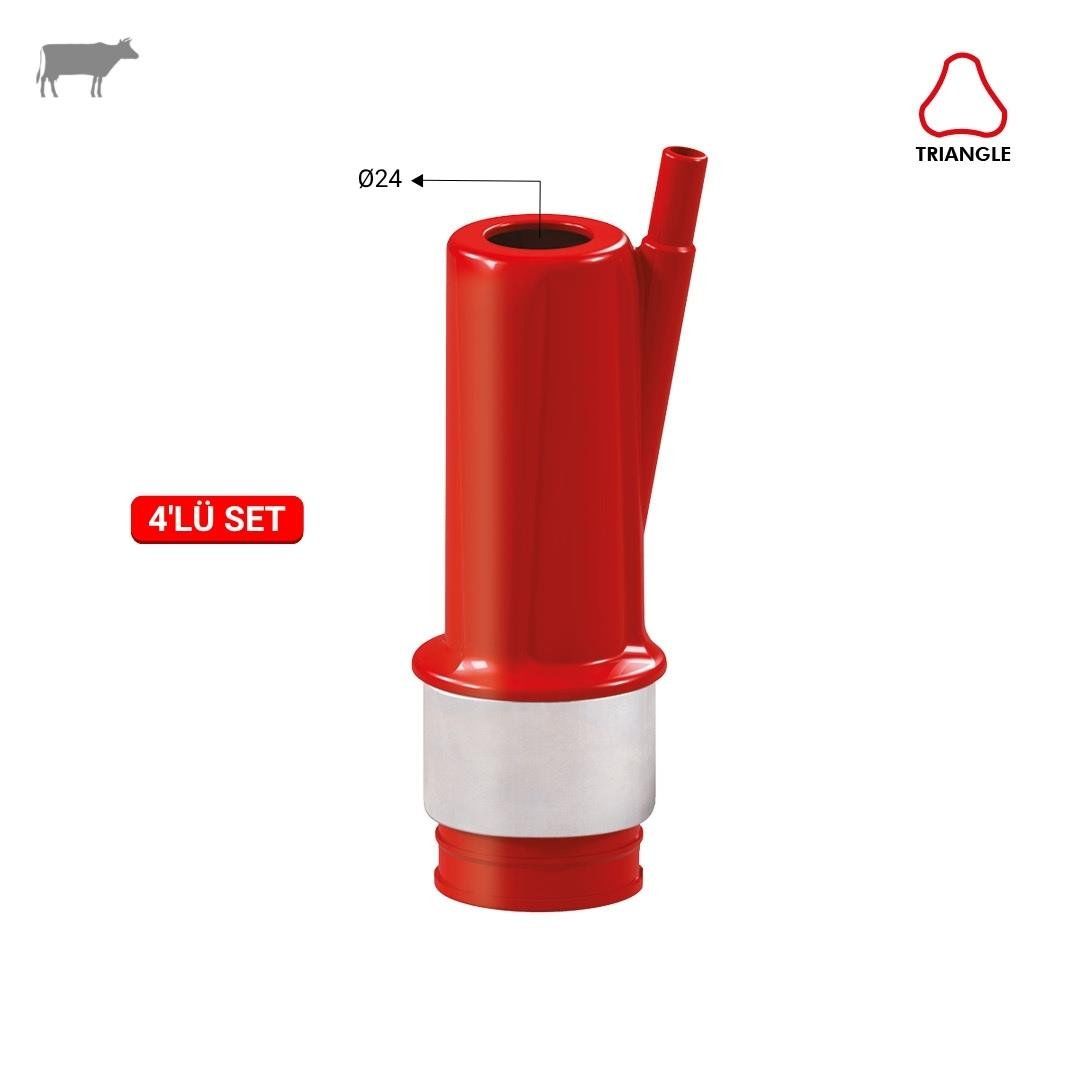Meme Lastiği Kılıfı Üçgen Ø27  (Kırmızı) (4'lü)