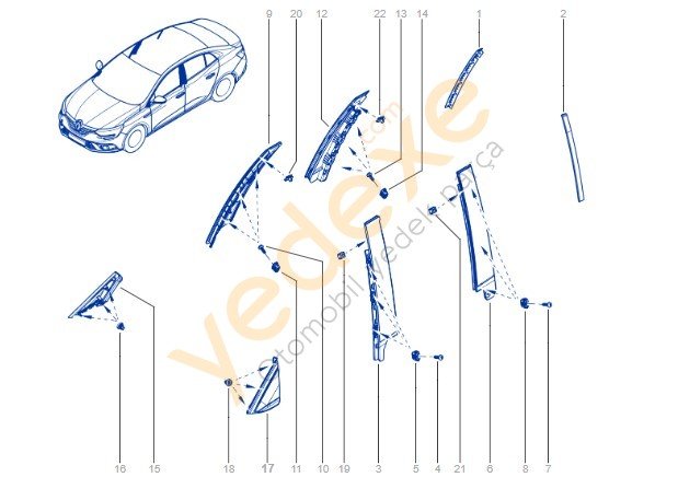 MEGANE IV Sol Ön Çamurluk Çıtası (Ayna Yan Plastiği)